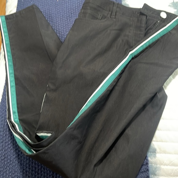 NWT Zac & Rachel black pants with Green and white trim on sides - Picture 3 of 5